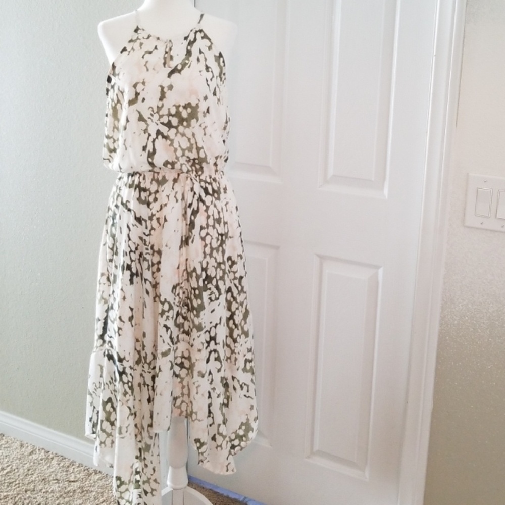 Massimo Keyhole Neck Handkerchief Hem Dress